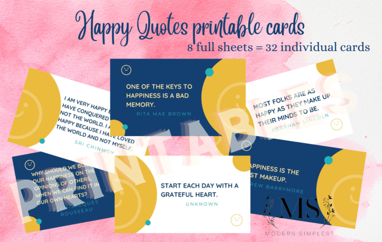 Printable Happy Quote Cards - The Modern Simplest